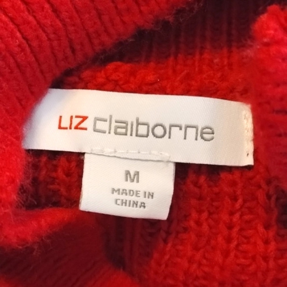 Liz Claiborne Woman's Rumba Red Golden Moments Turtle Neck Sweater, Size: M, NWT - Picture 8 of 8